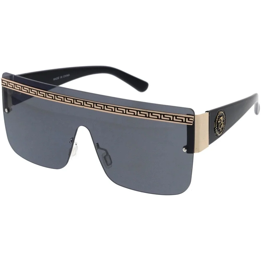 Men Sunglasses Festival, Cyber, Steampunk Retro Designer Look Gold Trim, Rimless